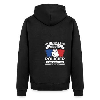Je Ne Suis Pas Parfaite Mais Je Suis Policier - Veste à capuche bio Premium Unisexe - noir - Dos - Nico (187cm)