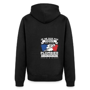 Je Ne Suis Pas Parfaite Mais Je Suis Plombier - Veste à capuche bio Premium Unisexe - noir - Dos - Nico (187cm)
