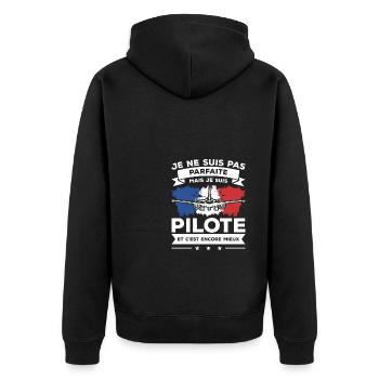 Je Ne Suis Pas Parfaite Mais Je Suis Pilote - Veste à capuche bio Premium Unisexe - noir - Dos - Nico (187cm)