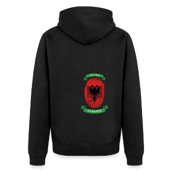 Fingerabdruck Albaner DNA Flagge - Unisex Premium Bio Zip Hoodie - Schwarz - Hinten - Nico (187cm)