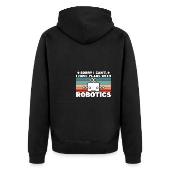 Tut mir leid, ich kann keine Pläne mit Robotik haben - Unisex Premium Bio Zip Hoodie - Schwarz - Hinten - Nico (187cm)