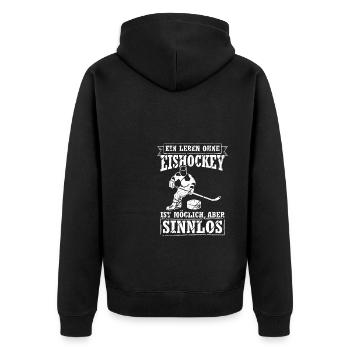 Ein Leben Ohne Eishockey Ist Möglich Aber Sinnlos - Unisex Premium Bio Zip Hoodie - Schwarz - Hinten - Nico (187cm)