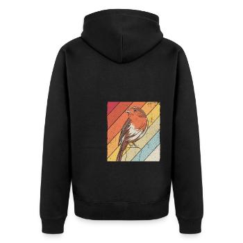 Rotkehlchen Vogelfreund Vogelfan Vintage Natur Lie - Unisex Premium Bio Zip Hoodie - Schwarz - Hinten - Nico (187cm)
