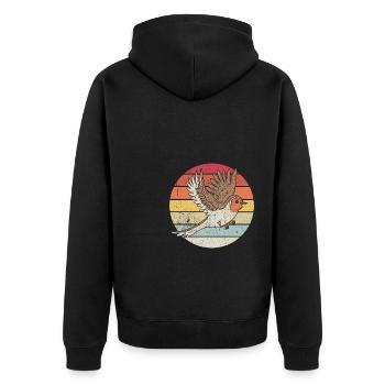 Rotkehlchen Vogelfreund Vogelfan Retro Natur Liebh - Unisex Premium Bio Zip Hoodie - Schwarz - Hinten - Nico (187cm)