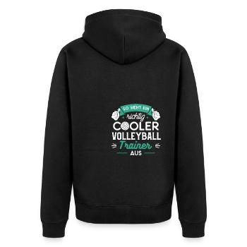 So Sieht Ein Richtig Cooler Volleyballer Aus - Unisex Premium Bio Zip Hoodie - Schwarz - Hinten - Nico (187cm)
