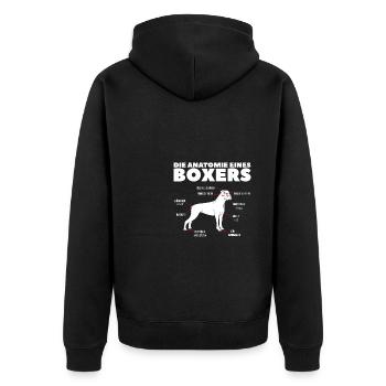 Die Anatomie Eines Boxers Hundebesitzer Deutscher - Unisex Premium Bio Zip Hoodie - Schwarz - Hinten - Nico (187cm)