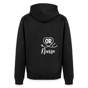 OP-Krankenschwester Medical RN OP-Krankenschwestern - Unisex Premium Bio Zip Hoodie - Schwarz - Hinten - Nico (187cm)