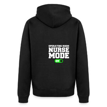 OP-Krankenschwester-Modus auf OP-Krankenschwestern RN - Unisex Premium Bio Zip Hoodie - Schwarz - Hinten - Nico (187cm)