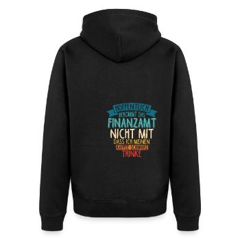 Finanzamt Steuern Lustig Spruch Geschenk Kaffee Tr - Unisex Premium Bio Zip Hoodie - Schwarz - Hinten - Nico (187cm)