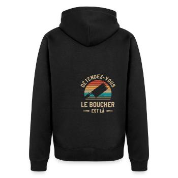 Détendez-Vous Le Boucher Est Là Boucherie - Veste à capuche bio Premium Unisexe - noir - Dos - Nico (187cm)