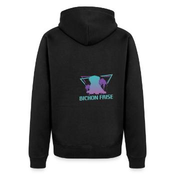 Amant de chien rétro bichon frisé - Veste à capuche bio Premium Unisexe - noir - Dos - Nico (187cm)