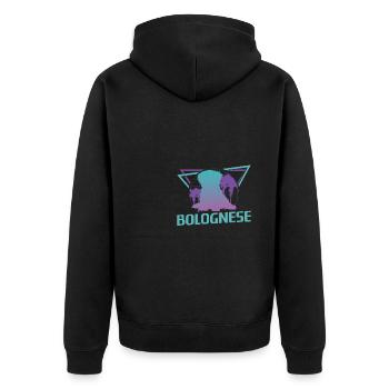 Retro Bolognese-Hundeliebhaber - Unisex Premium Bio Zip Hoodie - Schwarz - Hinten - Nico (187cm)