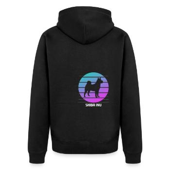 Retro Shiba Inu Hundeliebhaber - Unisex Premium Bio Zip Hoodie - Schwarz - Hinten - Nico (187cm)
