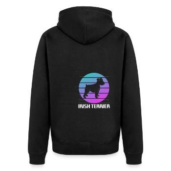 Retro Irish Terrier Dog Lover - Unisex Premium Organic Zip Hoodie - black - Back - Nico (187cm)