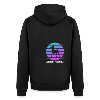 Retro German Pinscher Dog Lover - Unisex Premium Organic Zip Hoodie - black - Back - Nico (187cm)