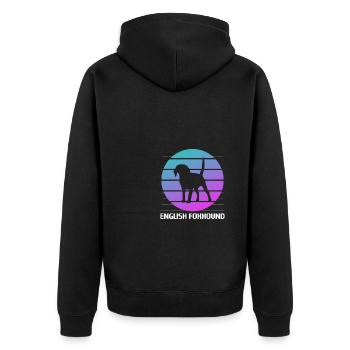 Retro englischer Foxhound-Hundeliebhaber - Unisex Premium Bio Zip Hoodie - Schwarz - Hinten - Nico (187cm)