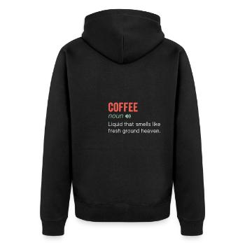 Coffee Noun Funny humor quote - Unisex Premium Bio Zip Hoodie - Schwarz - Hinten - Nico (187cm)