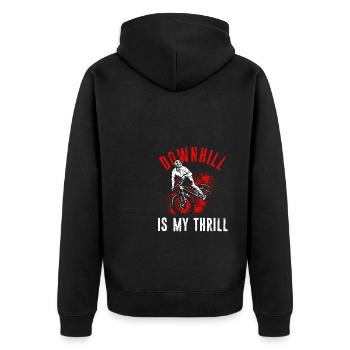 DOWNHILL IS MY THRILL - Fahrrad Motorsport Adrena - Unisex Premium Bio Zip Hoodie - Schwarz - Hinten - Nico (187cm)