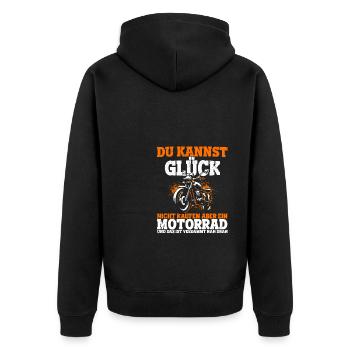 Motorradfans Glückskauf Sportfan Motorradliebhaber - Unisex Premium Bio Zip Hoodie - Schwarz - Hinten - Nico (187cm)