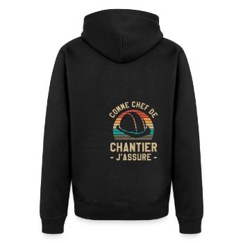 Comme Chef De Chantier J'Assure Construction - Veste à capuche bio Premium Unisexe - noir - Dos - Nico (187cm)