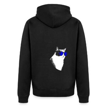 Katze Sonnenbrille Kätzchen Katzenliebe Katzenlieb - Unisex Premium Bio Zip Hoodie - Schwarz - Hinten - Nico (187cm)