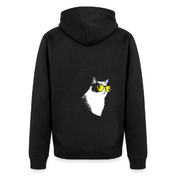 Katze Sonnenbrille Party Kätzchen Katzenliebe Katz - Unisex Premium Bio Zip Hoodie - Schwarz - Hinten - Nico (187cm)