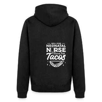 Wird Neugeborenenkrankenschwester Ratschläge für Tacos NICU geben - Unisex Premium Bio Zip Hoodie - Schwarz - Hinten - Nico (187cm)