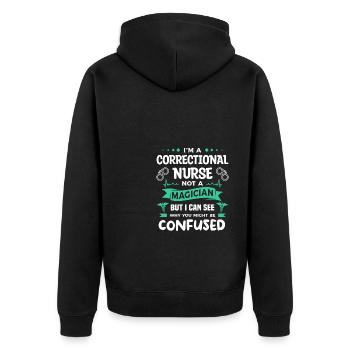 Je suis une infirmière correctionnelle, pas une magicienne Infirmières infirmières et infirmiers autorisés - Veste à capuche bio Premium Unisexe - noir - Dos - Nico (187cm)