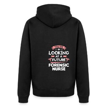 Vous cherchez une future infirmière médico-légale - Veste à capuche bio Premium Unisexe - noir - Dos - Nico (187cm)