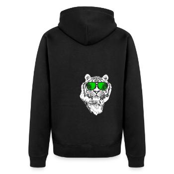 Tiger Sonnenbrille Musik Uralub Tigerliebe Tier Fa - Unisex Premium Bio Zip Hoodie - Schwarz - Hinten - Nico (187cm)