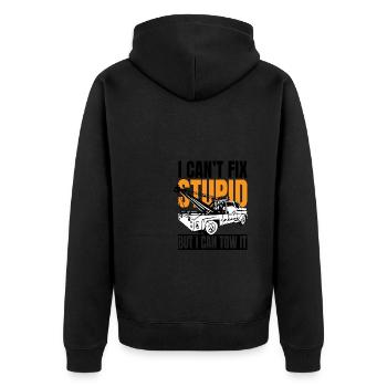 I can't fix stupid but i can tow it - Unisex Premium Organic Zip Hoodie - black - Back - Nico (187cm)