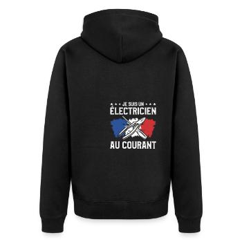 Je Suis Un Électricien Au Courant Électrique - Unisex Premium Bio Zip Hoodie - Schwarz - Hinten - Nico (187cm)