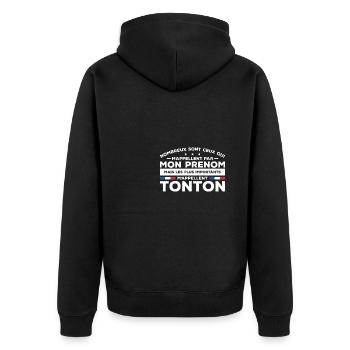 Mais Les Plus Importants M'Appellent Tonton - Unisex Premium Bio Zip Hoodie - Schwarz - Hinten - Nico (187cm)