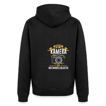 Kamera Fotokamera Kamera Geschenk Fotograf Künstle - Unisex Premium Bio Zip Hoodie - Schwarz - Hinten - Nico (187cm)