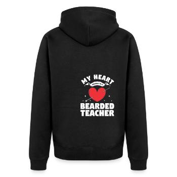 My Heart Belongs To A Bearded Teacher Valentine's - Unisex Premium Organic Zip Hoodie - black - Back - Nico (187cm)