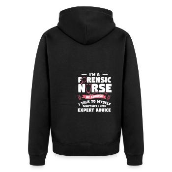 I'm A Forensic Nurse Of Course I Talk To Myself RN - Veste à capuche bio Premium Unisexe - noir - Dos - Nico (187cm)