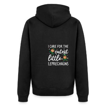 Ich kümmere mich um die süßesten kleinen Kobolde St - Unisex Premium Bio Zip Hoodie - Schwarz - Hinten - Nico (187cm)