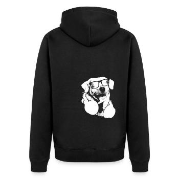 Labrador Hundefans Sonnenbrille Kopfhörer Labrador - Unisex Premium Bio Zip Hoodie - Schwarz - Hinten - Nico (187cm)