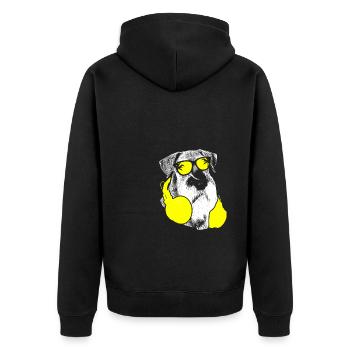 Riesenschnauzer Hundefans Kopfhörer Riesenschnauze - Unisex Premium Bio Zip Hoodie - Schwarz - Hinten - Nico (187cm)