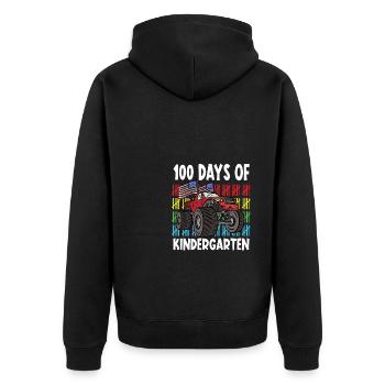100 Days Of Kindergarten Mosnter Trucks - Unisex Premium Organic Zip Hoodie - black - Back - Nico (187cm)