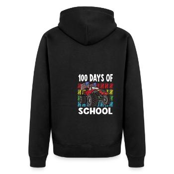 100 Days Of Kindergarten Mosnter Trucks - Unisex Premium Organic Zip Hoodie - black - Back - Nico (187cm)