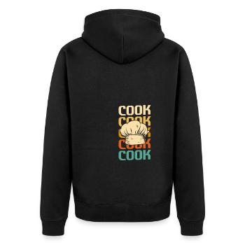 Retro Vintage Classic Chef Cook Cooking - Unisex Premium Organic Zip Hoodie - black - Back - Nico (187cm)