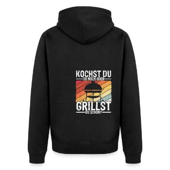 Grillen Besser Als Kochen Fleisch Liebe Grill Lieb - Unisex Premium Bio Zip Hoodie - Schwarz - Hinten - Nico (187cm)