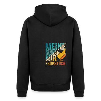 Meine Haustiere Machen Mir Frühstück! Landwirt Hüh - Unisex Premium Bio Zip Hoodie - Schwarz - Hinten - Nico (187cm)
