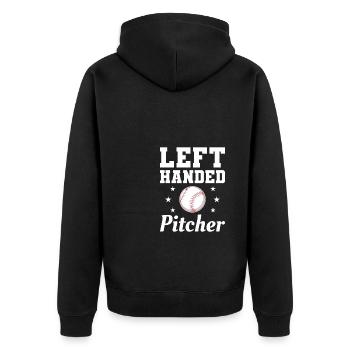 Linkshänder Pitcher Lustiger Lefty Baseballspieler - Unisex Premium Bio Zip Hoodie - Schwarz - Hinten - Nico (187cm)