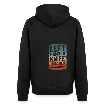 Left Handed Knife Thrower Lefty Knife Throwing - Unisex Premium Organic Zip Hoodie - black - Back - Nico (187cm)
