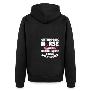 Orthopädische Krankenschwester wie eine normale Krankenschwester außer viel - Unisex Premium Bio Zip Hoodie - Schwarz - Hinten - Nico (187cm)