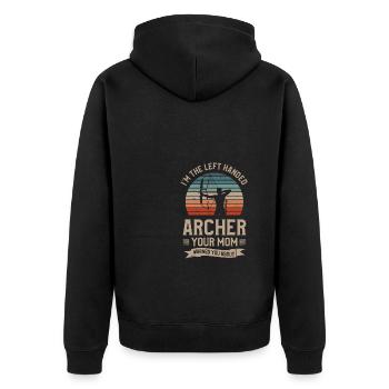 Je suis l’archer gaucher que ta mère t’a prévenu - Veste à capuche bio Premium Unisexe - noir - Dos - Nico (187cm)