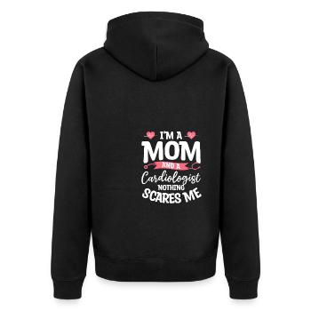 Ich bin eine Mutter und ein Kardiologe Nichts macht mir Angst - Unisex Premium Bio Zip Hoodie - Schwarz - Hinten - Nico (187cm)