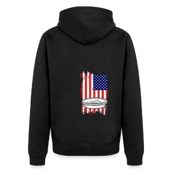 Drapeau américain orpaillage - Veste à capuche bio Premium Unisexe - noir - Dos - Nico (187cm)